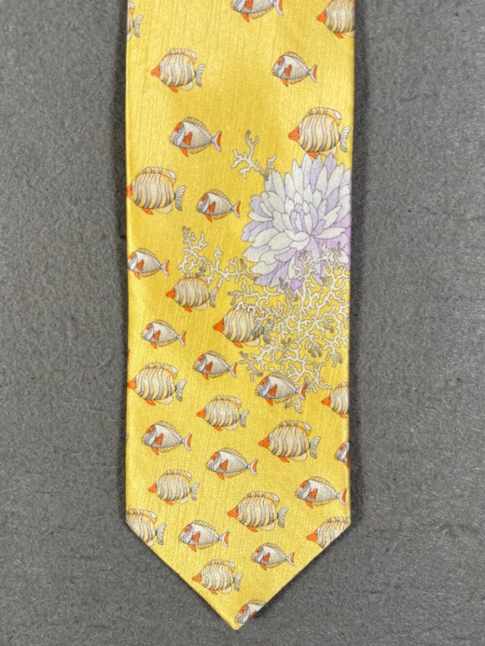 Leonard Paris Silk Tropical Fish Coral Floral Tie Made in Italy - Picture 3 of 8